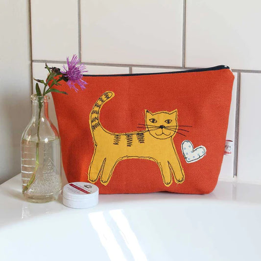 Poppy Treffry Embroidered Make Up Bag - Cat