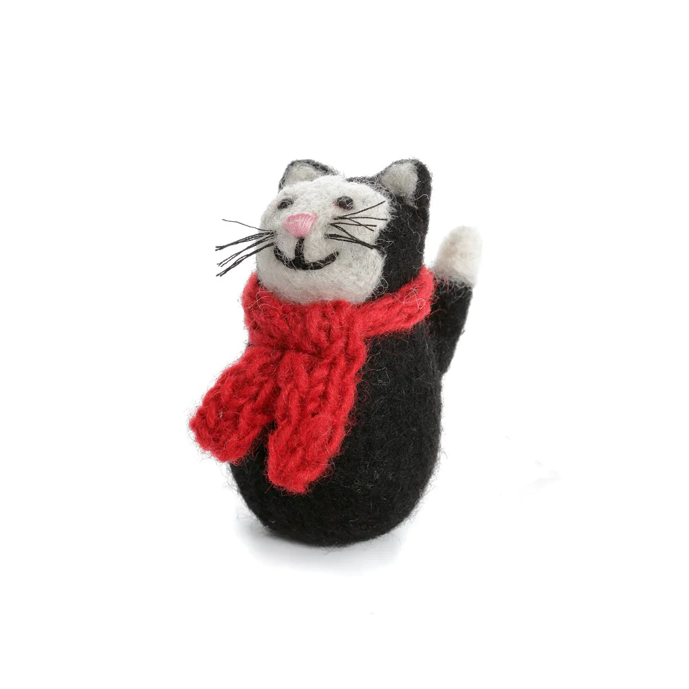 Amica Felt Black Cat with Scarf