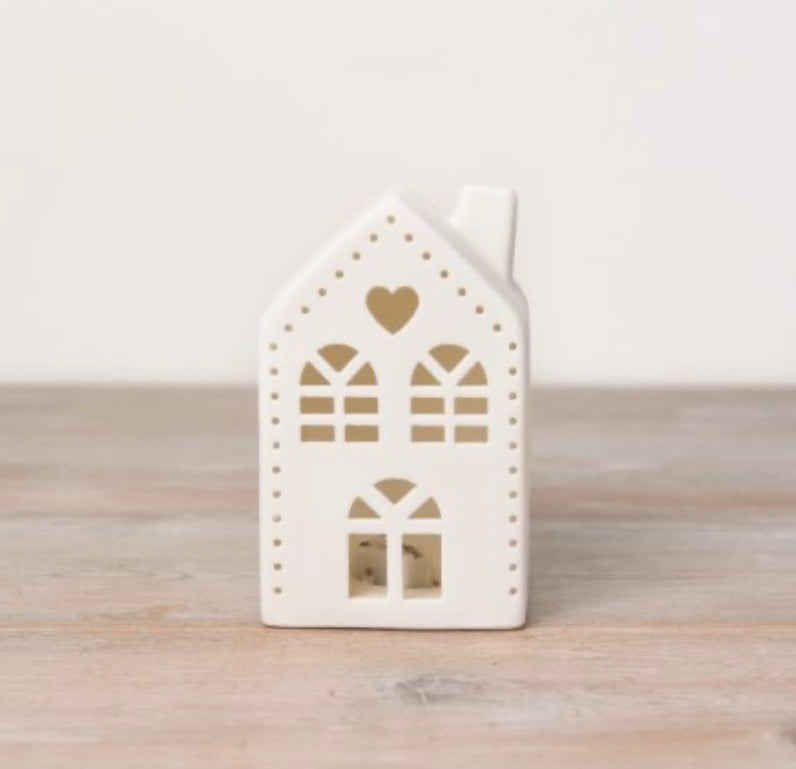 Light Up House With Heart Cut Out - 12.5cm