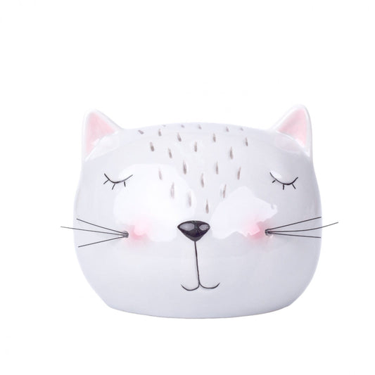 Helio Ferretti White Cat Coin Bank With Whiskers