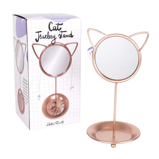 Helio Ferretti Bronze Cat Jewellery Stand & Mirror