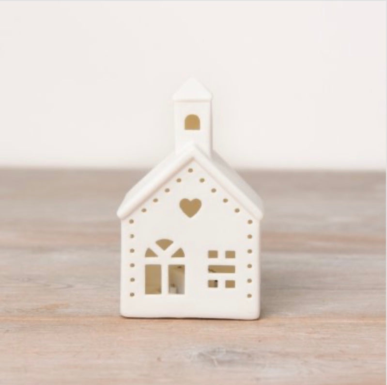 Light Up Church With Heart - 11cm