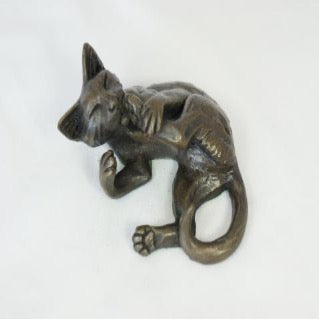 Oriele Bronze Cat on it's Back