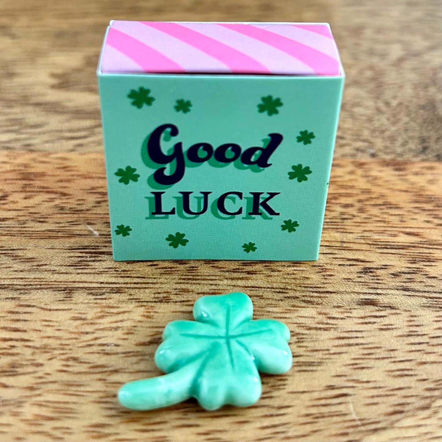 Lisa Angel Tiny Matchbox Good Luck Clover Ceramic Token