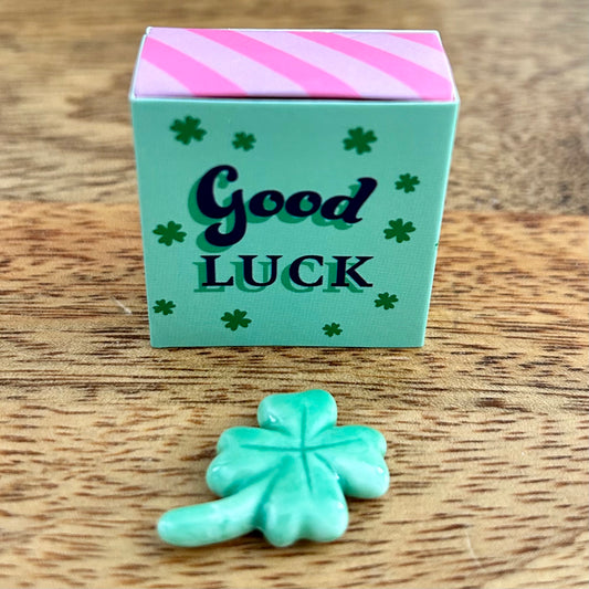 Lisa Angel Tiny Matchbox Good Luck Clover Ceramic Token