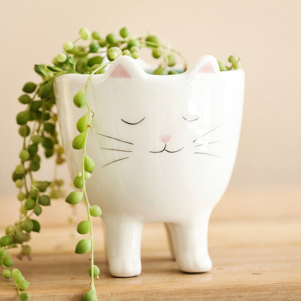 Lisa Angel White Standing Cat Planter