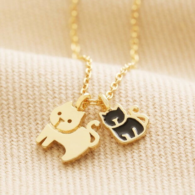 Lisa Angel Gold Cat & Kitten Necklace