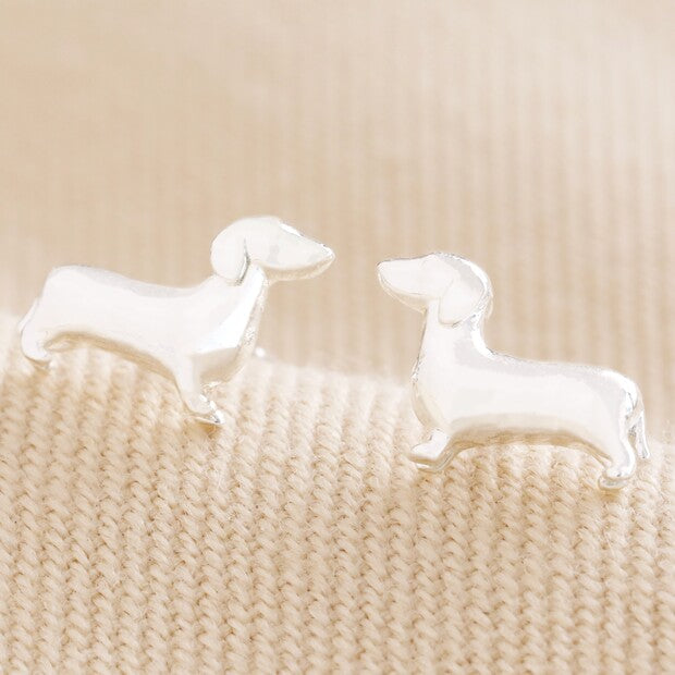 Lisa Angel Silver Sausage Dog Earrings