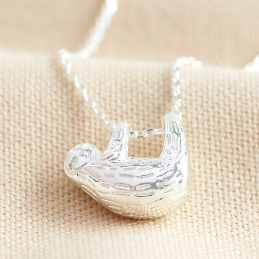 Lisa Angel Silver Sloth Pendant Necklace