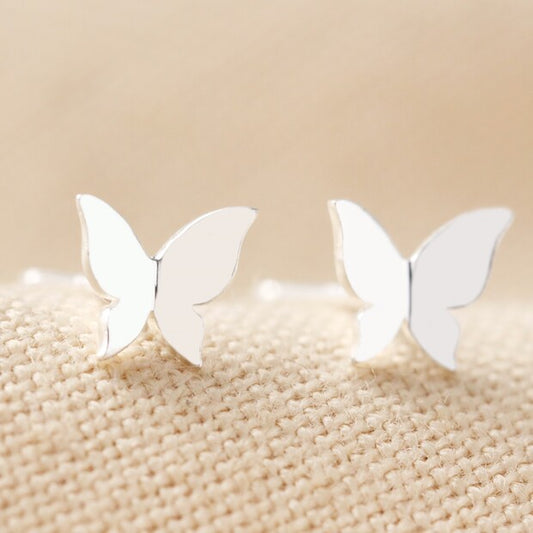 Lisa Angel Tiny Silver Butterfly Earrings