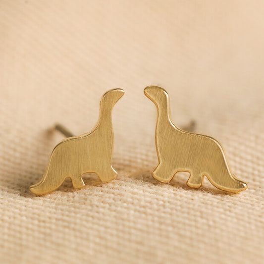 Lisa Angel Brushed Gold Dinosaur Earrings