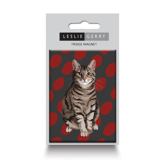 Leslie Gerry Tabby Cat Fridge Magnet