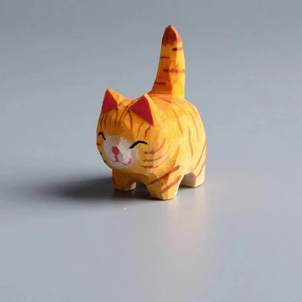 Gohobi Handcrafted Wooden Standing Cat Ornament