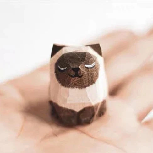 Gohobi Handcrafted Wooden Sitting Cat Ornament