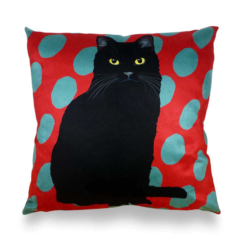 Leslie Gerry Black Cat Cushion Cover