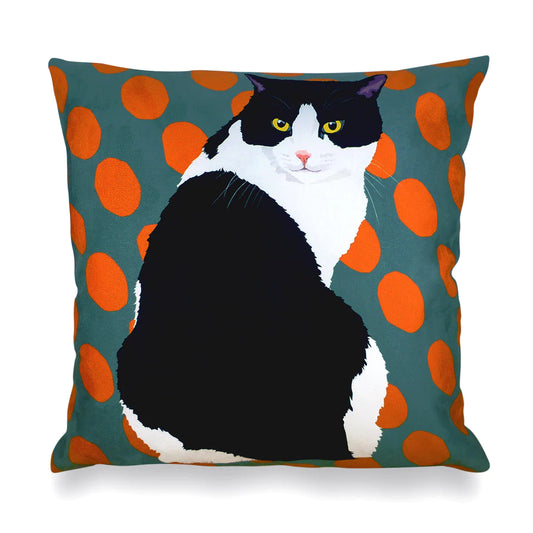 Leslie Gerry Black & White Cat Cushion Cover