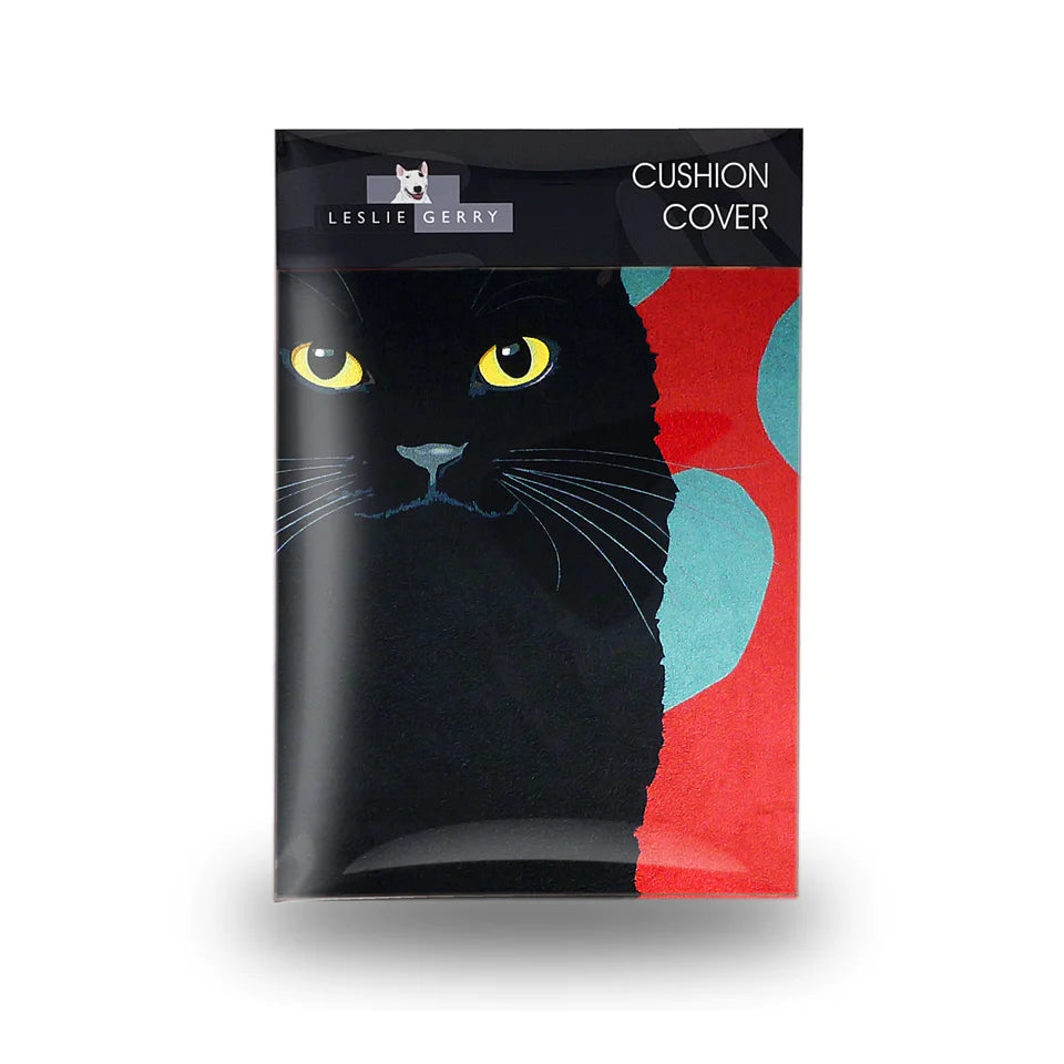 Leslie Gerry Black Cat Cushion Cover