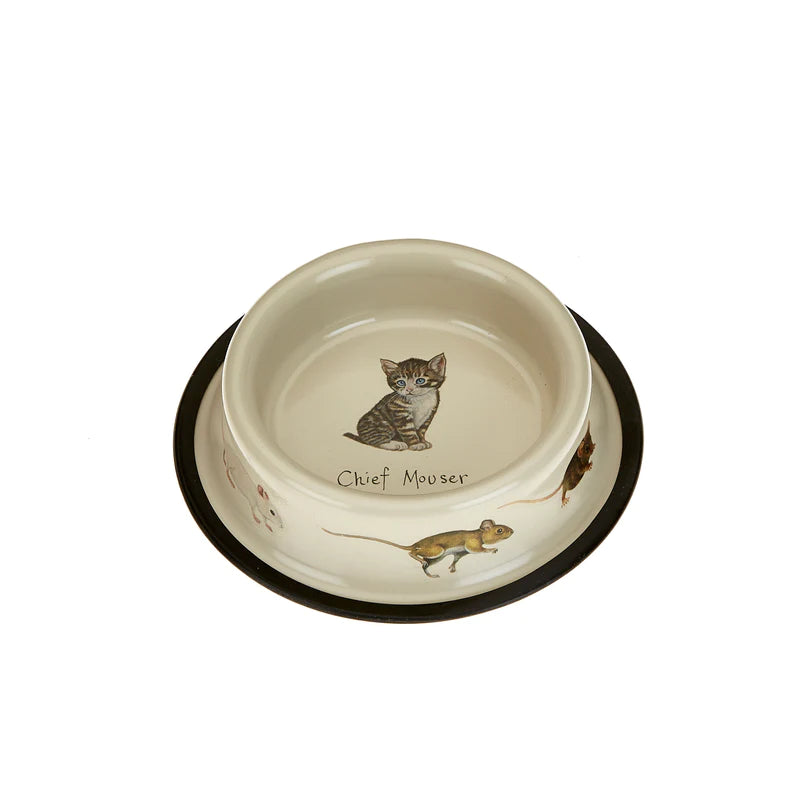 At Home in the Country Tinware Cat Bowl - Chief Mouser