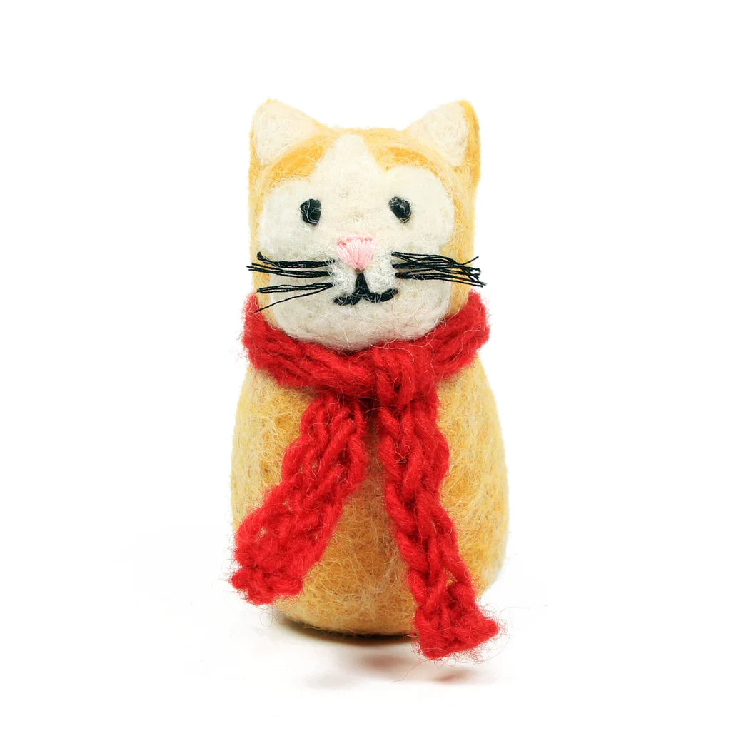 Amica Felt Ginger Cat with Scarf