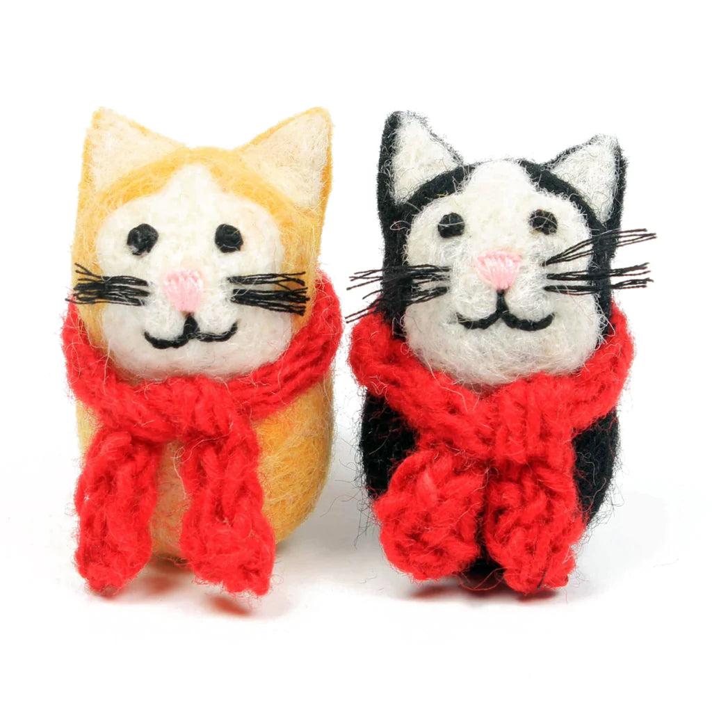 Amica Felt Mini Black Cat with Scarf